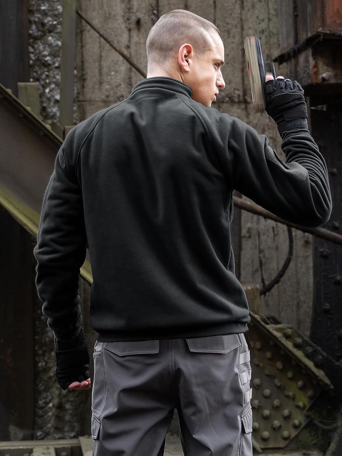 FREE SOLDIER Men's Tactical Fleece Lined Jacket Long Sleeve Crewneck Sweatshirts Pullover with Pockets Commando Sweater - Image 3