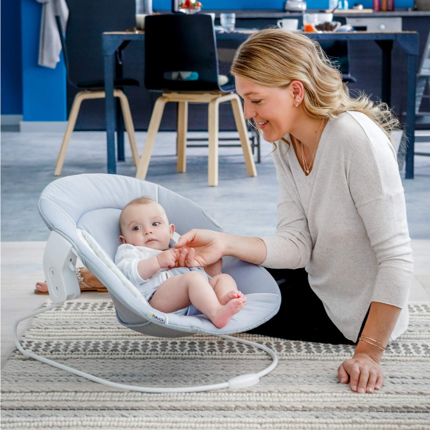 hauck Alpha 2 en 1 Hamaca Trona, Compatible con Tronas hauck Alpha Plus y Beta Plus, Hamaca para bebés desde el nacimiento hasta 9 kg, con Reductor de Asiento, Función de Balanceo, Gris