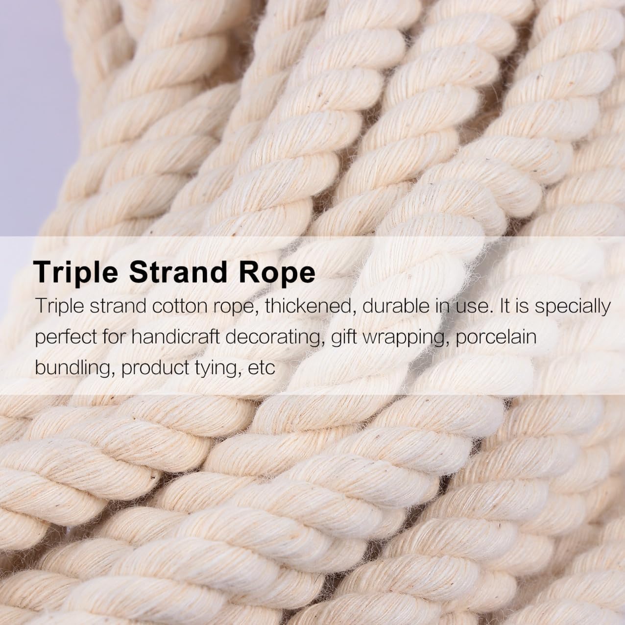 Angoily 1roll Thick Strand Twisted Cotton Rope for Macrame Crafts Plant Hangers Weddings and Floral Decor and Easy to Clean Natural Material