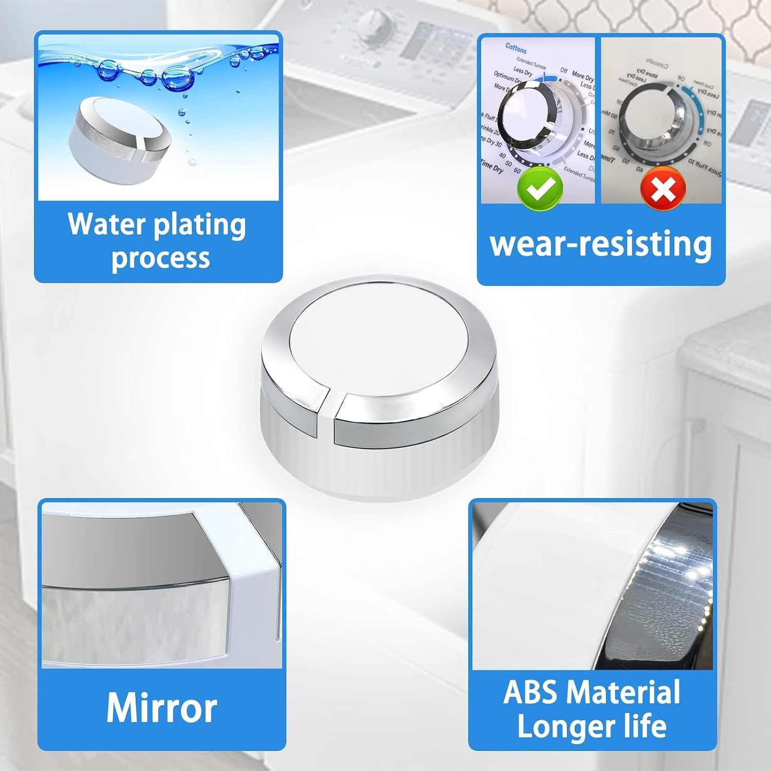 WE01X24552 Dryer Timer Control Knob Replacement Compatible with GE General Electric Dryer Knob Replacement Models GTD33EASK0WW GTD42EASJ2WW GTD45EASJ2WS GTD42EASJ0WW GTD42GASJ2WW 2PCS