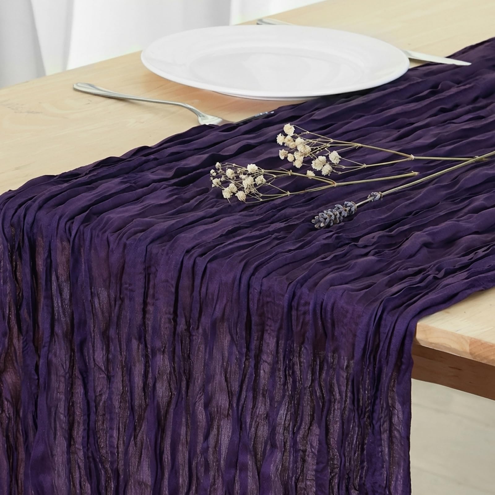 Photo 1 of 8 Pack Dark Purple Cheesecloth Table Runner 120 Inch 10FT Gauze Cheese Cloth for Baby Shower, Banquet, Theme Party, Wedding Decoration