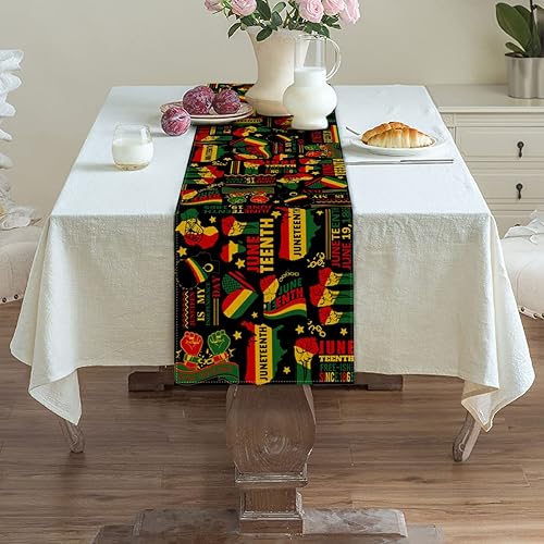 Miniatura 9 de Juneteenth Camino de mesa Orgullo Negro Festival Afroamericano Día de la Independencia Libertad Liberación Celebración Patriótica Fiesta Fiesta