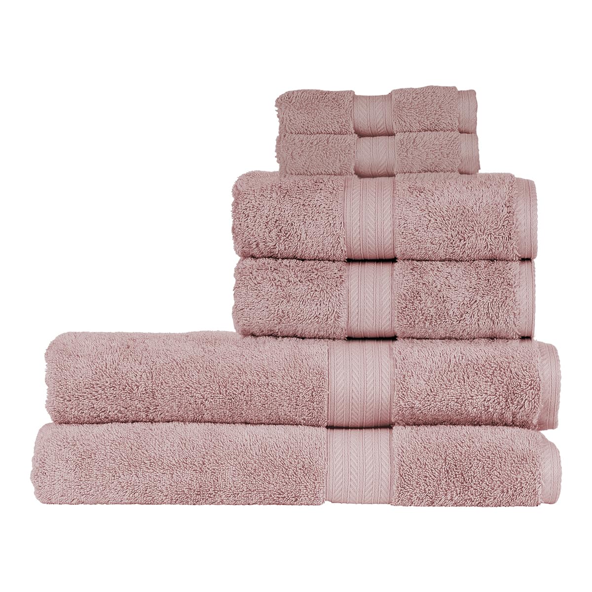 Christy Renaissance 6 Piece Bath Sheet Set | Petal Pink | 100% Egyptian Cotton Pile | Luxuriously Soft and Super Absorbent | 675 GSM | 2 Bath Sheets 2 Hand Towels 2 Face Cloths