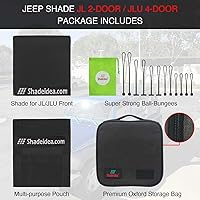 Vista 5 de Shadeidea - Parasol para Jeep Wrangler JL Unlimited (2018-2023) de 2 puertas y 4 puertas frontales, pantalla de malla negra para parasol JLU SAHARA