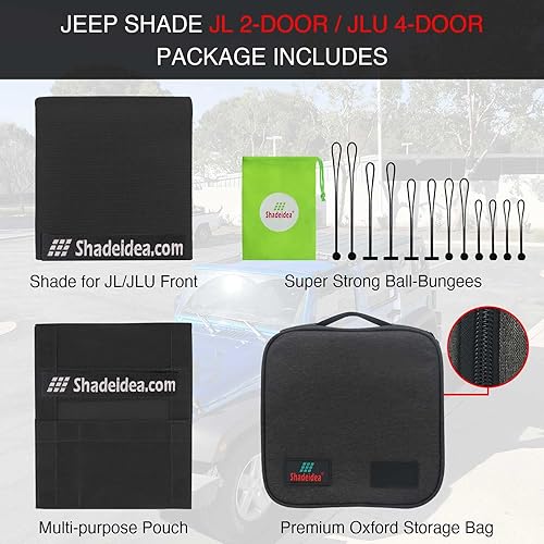 Miniatura 5 de Shadeidea - Parasol para Jeep Wrangler JL Unlimited (2018-2023) de 2 puertas y 4 puertas frontales, pantalla de malla negra para parasol JLU SAHARA