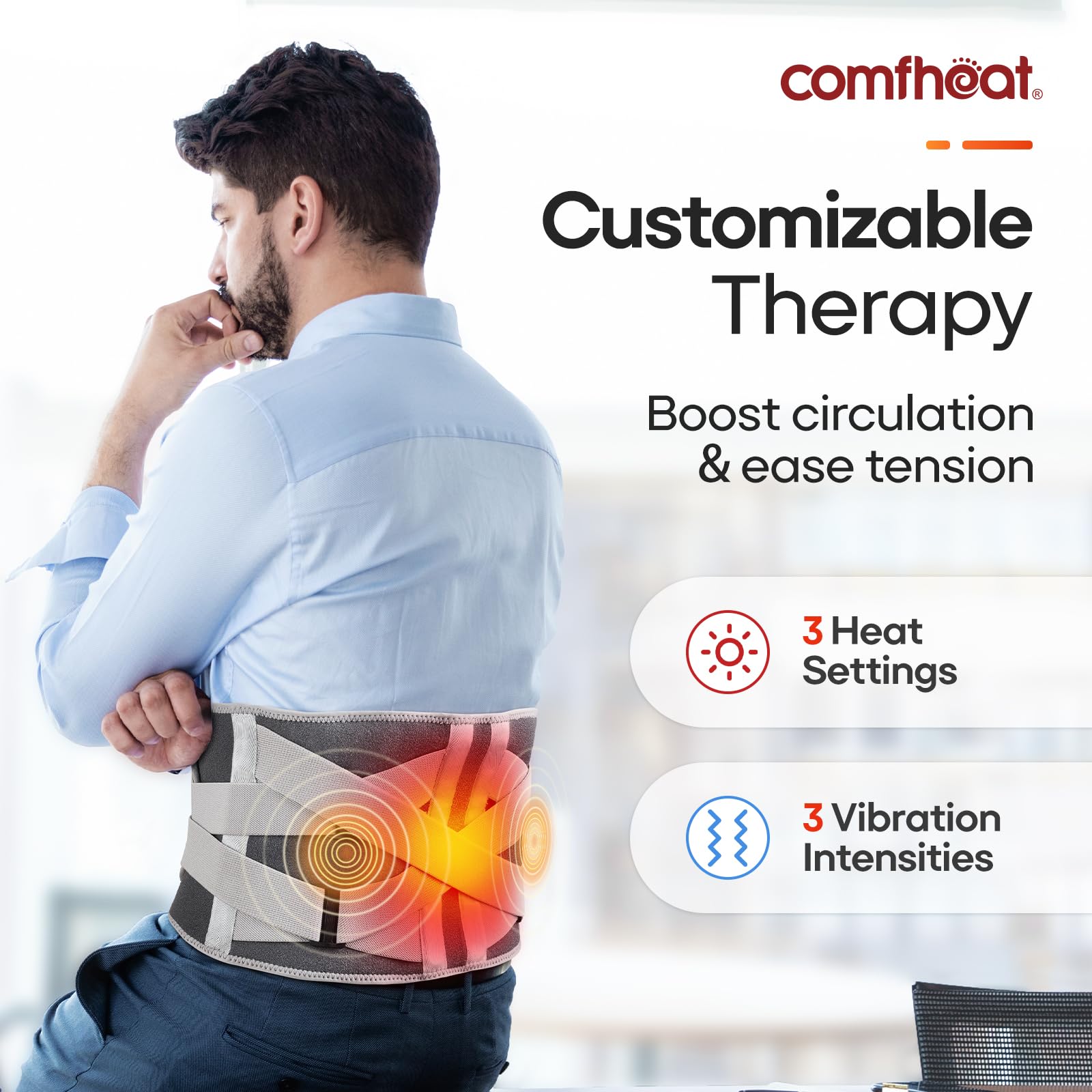 Langlebiges, kabelloses Heizkissen mit Vibrationsmassage