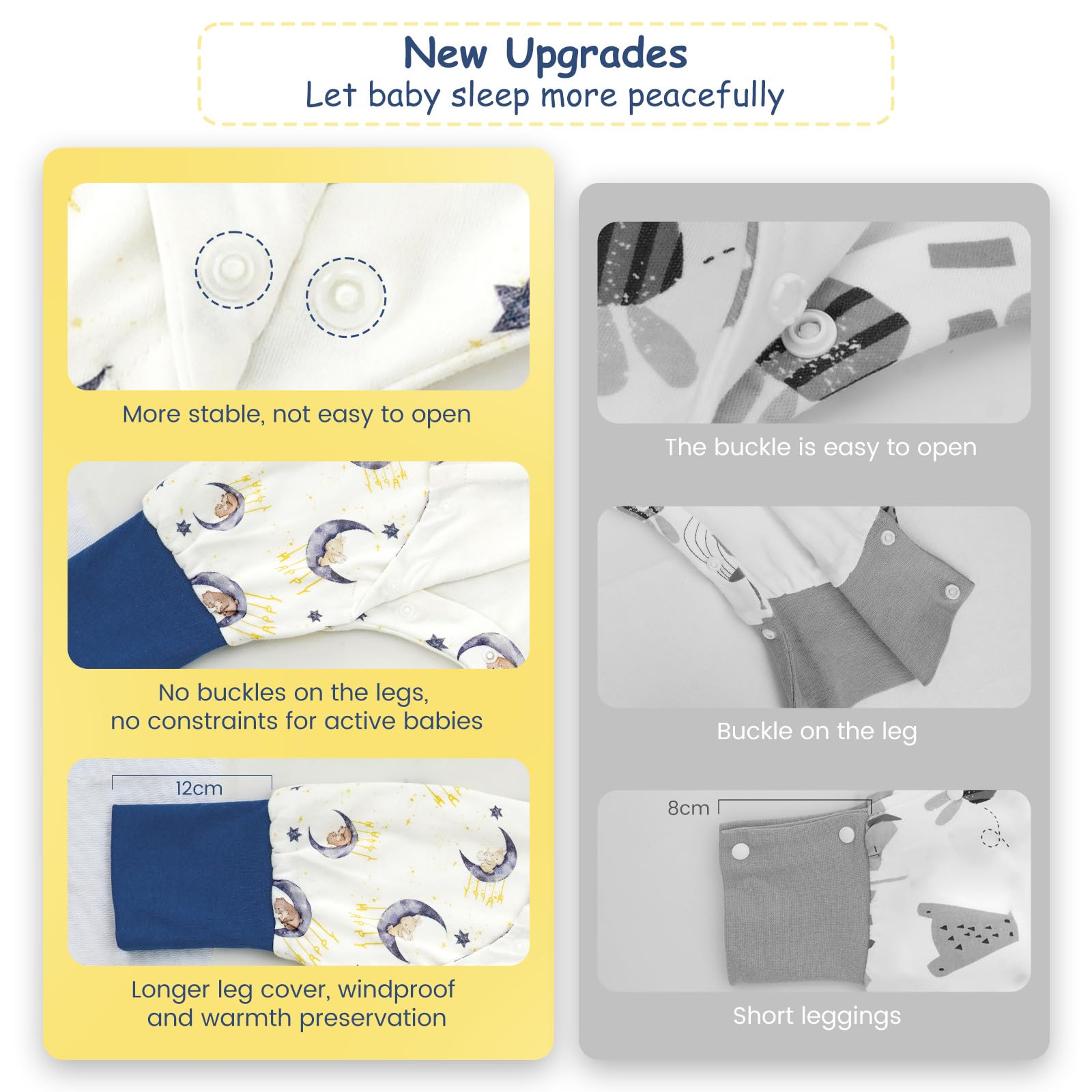 WYTbaby Sacco Nanna 100% Cotone - Sacco Nanna 1 Tog Tutto l'anno per Bambini 2-3 Anni