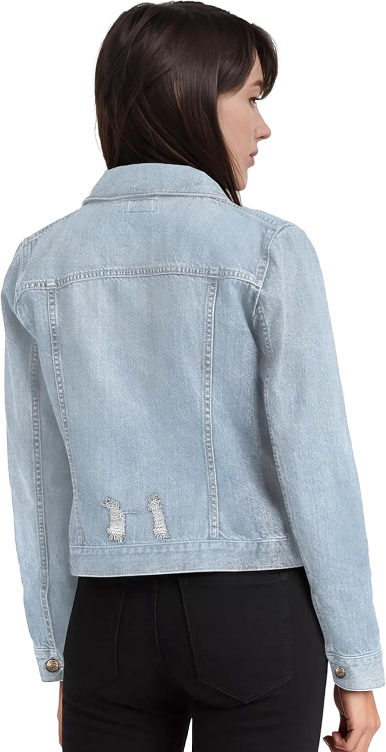Hybrid & Company Women's Long Sleeve Denim Jackets Basic Button Down Jean Jacket with Pockets - Image 2