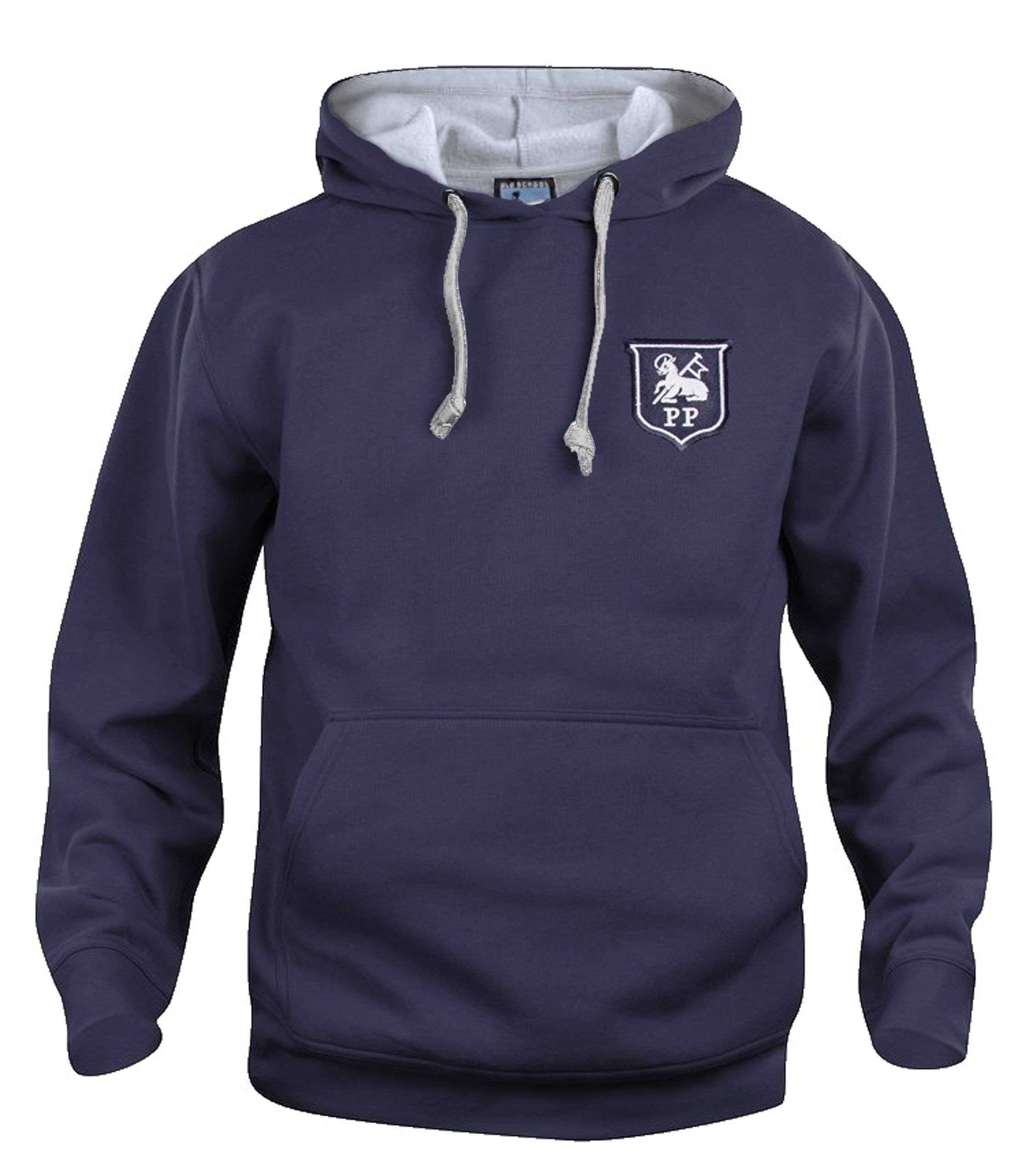 Old School Football Navy Preston Retro Football Hoodie Embroidered Logo (M)