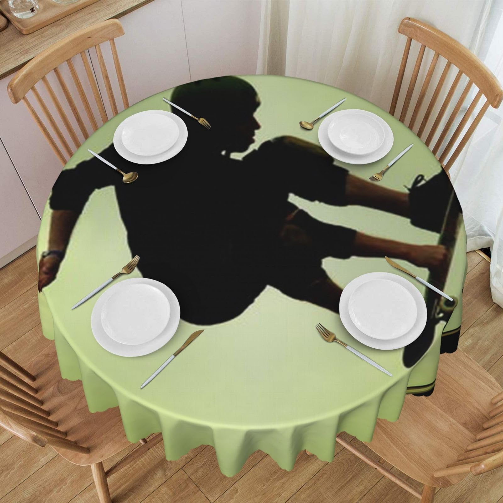 DCEHGEW 60 In Round Tablecloth with Lace, Skateboard Printed Oilproof & Washable Fabric Picnic Table Cloth Table Covers