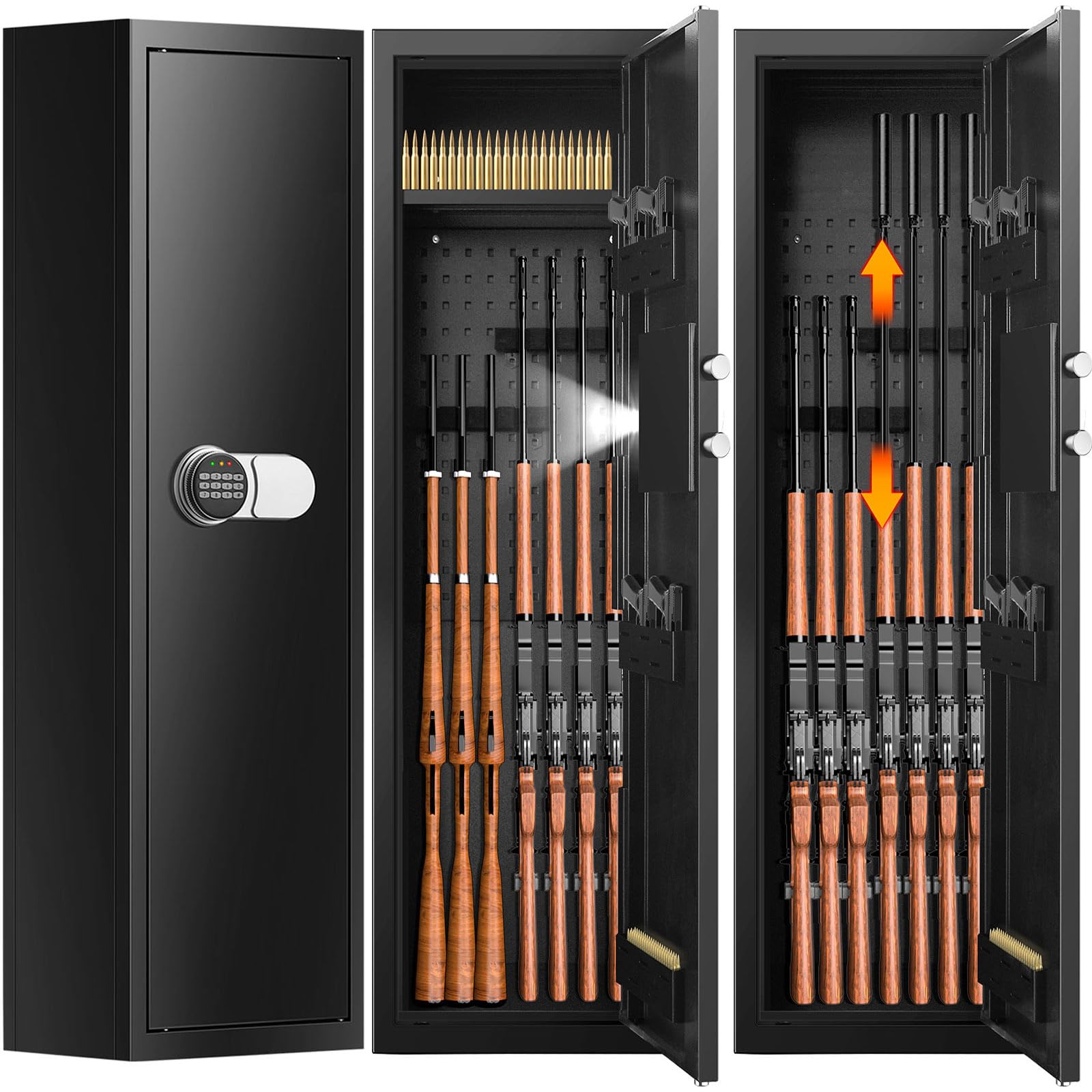 [𝟐𝟎𝟐𝟒 𝐍𝐄𝐖] 7-8 Large Rifle Gun Safe, Gun Cabinets for Rifles and Shotguns, Heavy Duty Rifle Safes for Home, Quick Access Long Gun Safes for Rifles with Digital Keypad and Alarm Mode