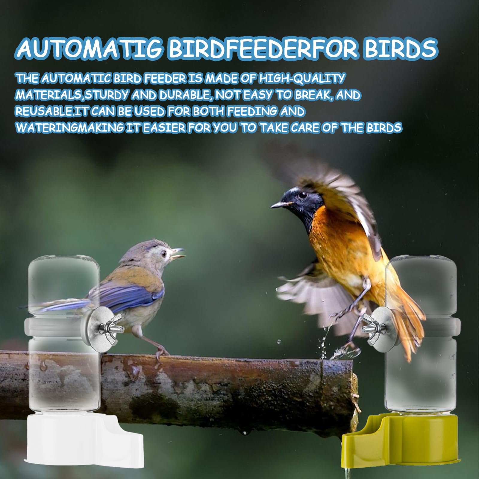 Lot de 3 abreuvoirs pour oiseaux - Distributeur d'eau automatique pour cage - Convient pour perruches, calopsittes inséparables (140 ml)