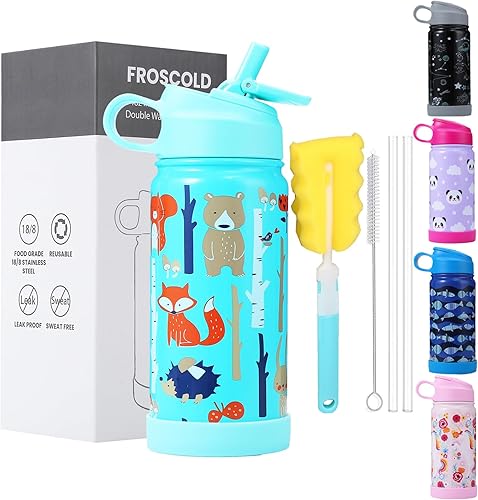 Botella de agua para niños con tapa de popote a prueba de fugas, sin polvo, botellas de agua de 14 onzas para niños con bota, botella de agua de disponible en Yaxa Peru