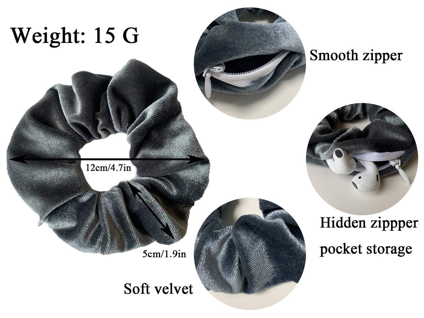 Scrunchies With Pockets For Women - Soft Elastic Hairband