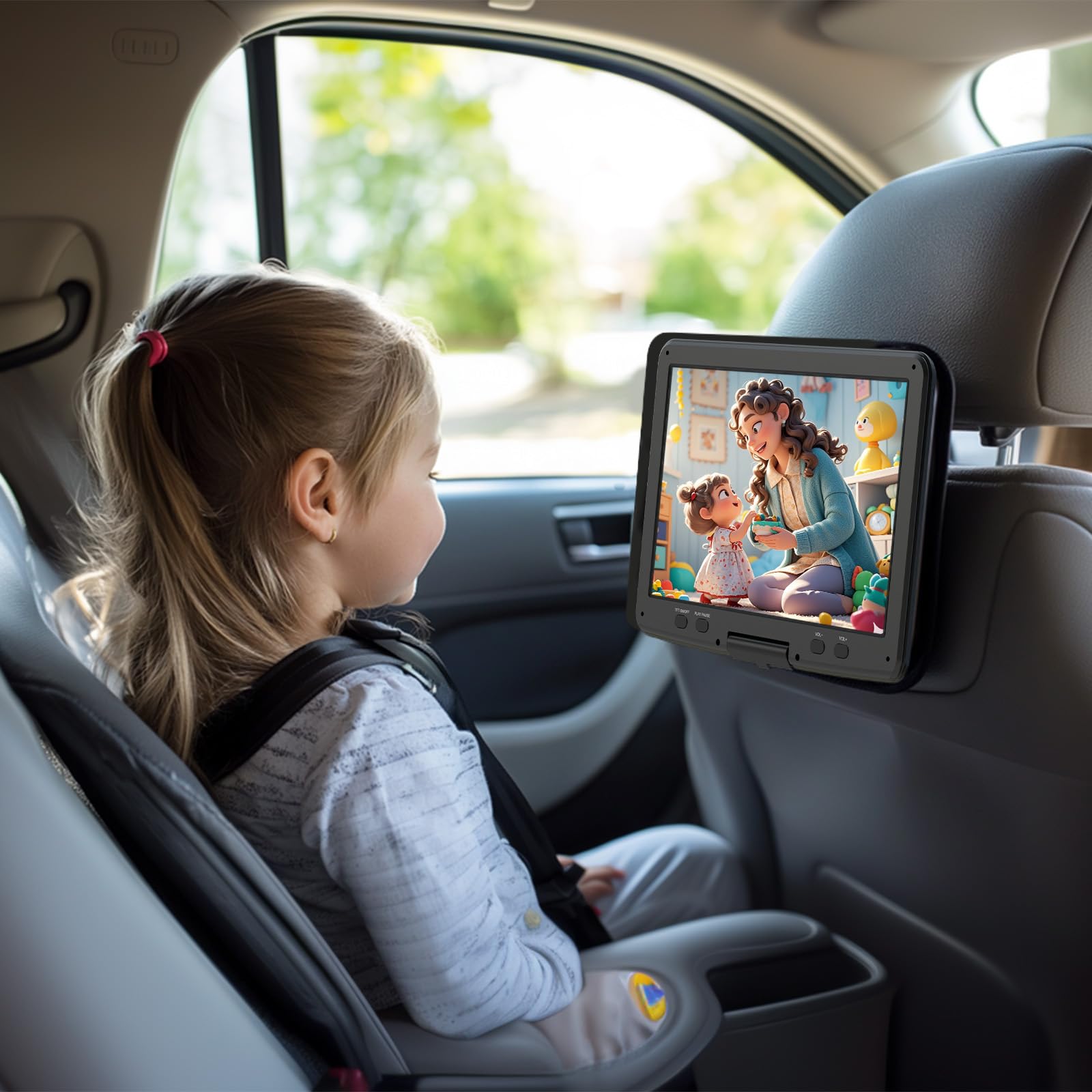 SUNPIN 16.9'' Tragbarer DVD Player mit 14.1'' HD Bildschirm,DVD Player Auto Kinder Button Design,mit 6 Stunden Eingebauter Akku,DVD Player Tragbar Für Sync TV Video Player USB/SD-Karte/Sync TV (14.1)