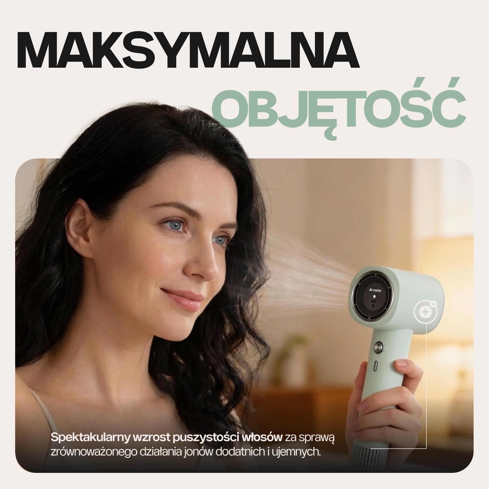 4Swiss Suszarka do Włosów Jonowa do Włosów Hair Dryer Wygładzająca Mała Podróżna Hairdryer Cicha Poręczna Lekka Regulacja Temperatury Prędkości 1000W Zwiększająca Objętość - F326 SmartAI+ Miętowy