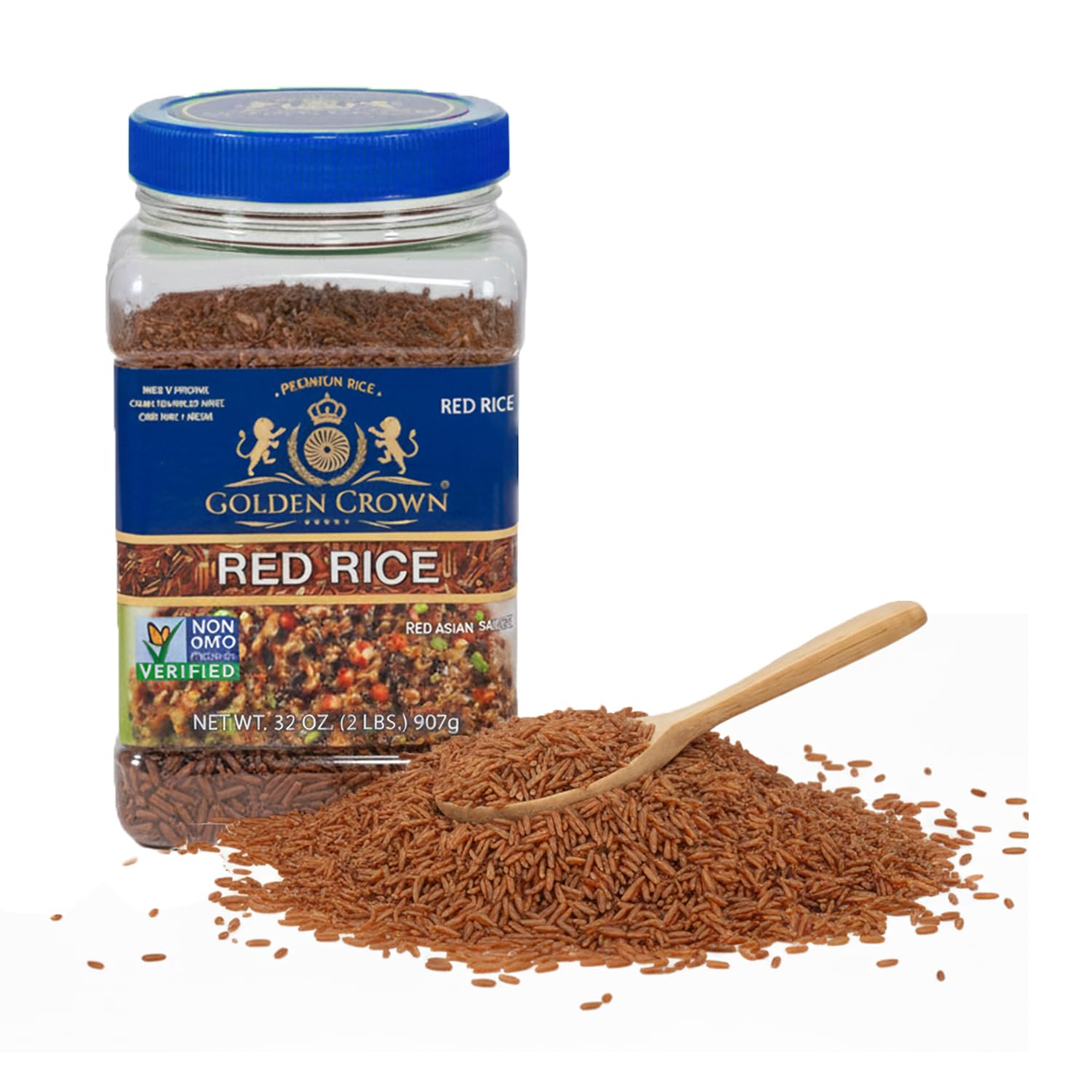- Golden Crown Red Rice | High-Fiber, Naturally Aged Gluten-Free, Non-GMO, Vegan | Nutty Flavor | Extra Long Grain Superfood Rich in Fibre & Antioxidants | Premium Quality Whole Grain Rice - 32oz (2LB)