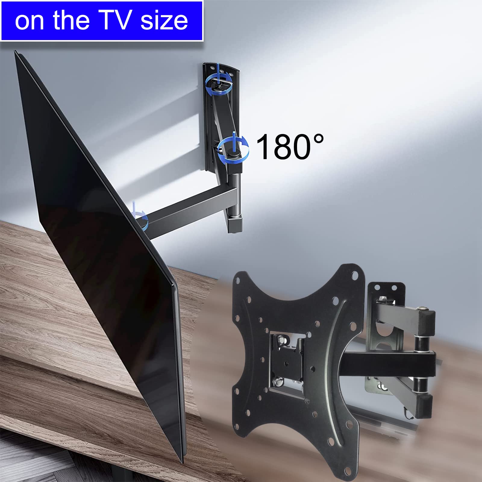 Uchwyt ścienny do telewizora, uchwyt do telewizora Obrotowy i pochylony w pełnym ruchu dla zakrzywionych telewizorów z płaskim17-37 cali do VESA 200x200mm i 88lbs (17)