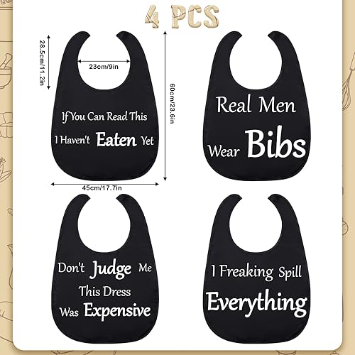 Miniatura 3 de Zhanmai 4 piezas de baberos divertidos para adultos para mujeres, ancianos y hombres, ajustables, lavables, protectores de ropa de comedor, regalos