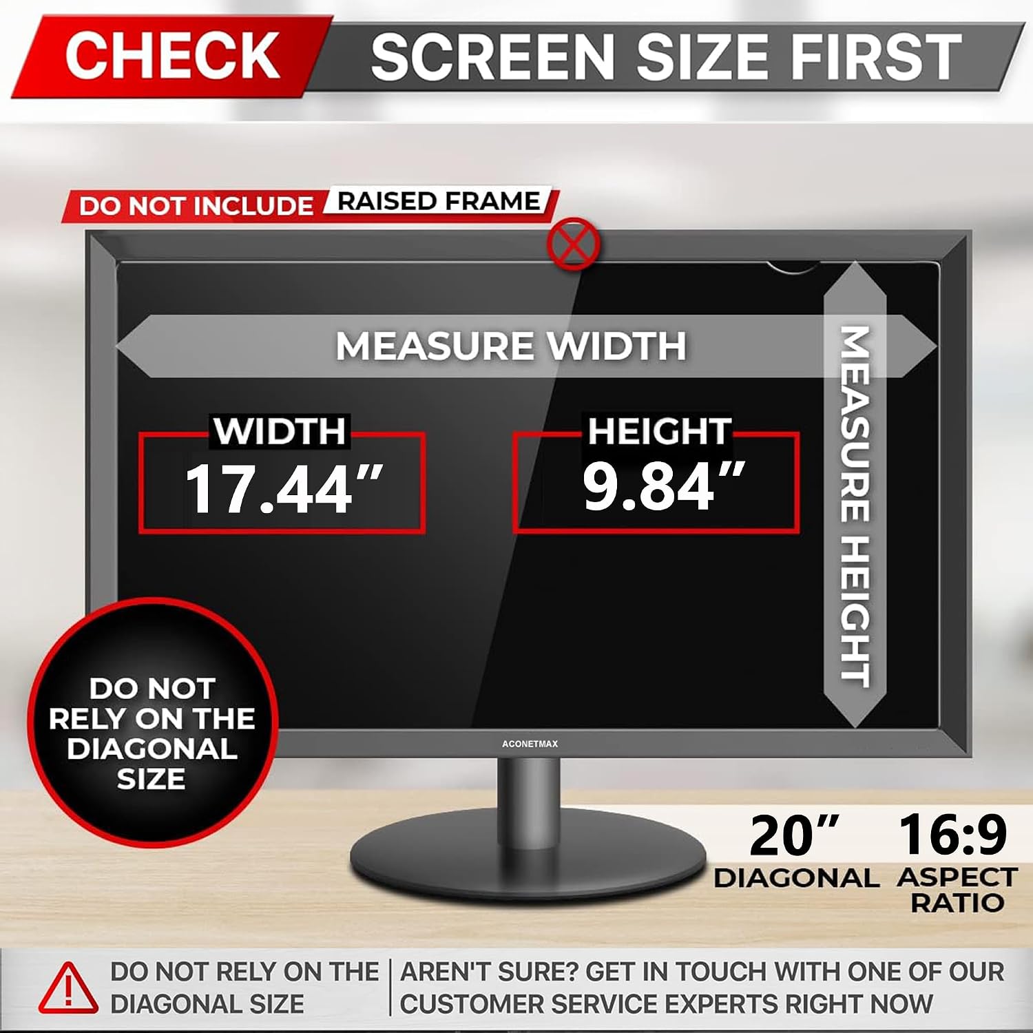 20 Inches Privacy Screen Filter for Computer 16:9 Widescreen Monitor | Privacy Shield | Anti Glare & Blue Light Filter | Eye Protection | Anti-SPY | Anti-Scratch Protector