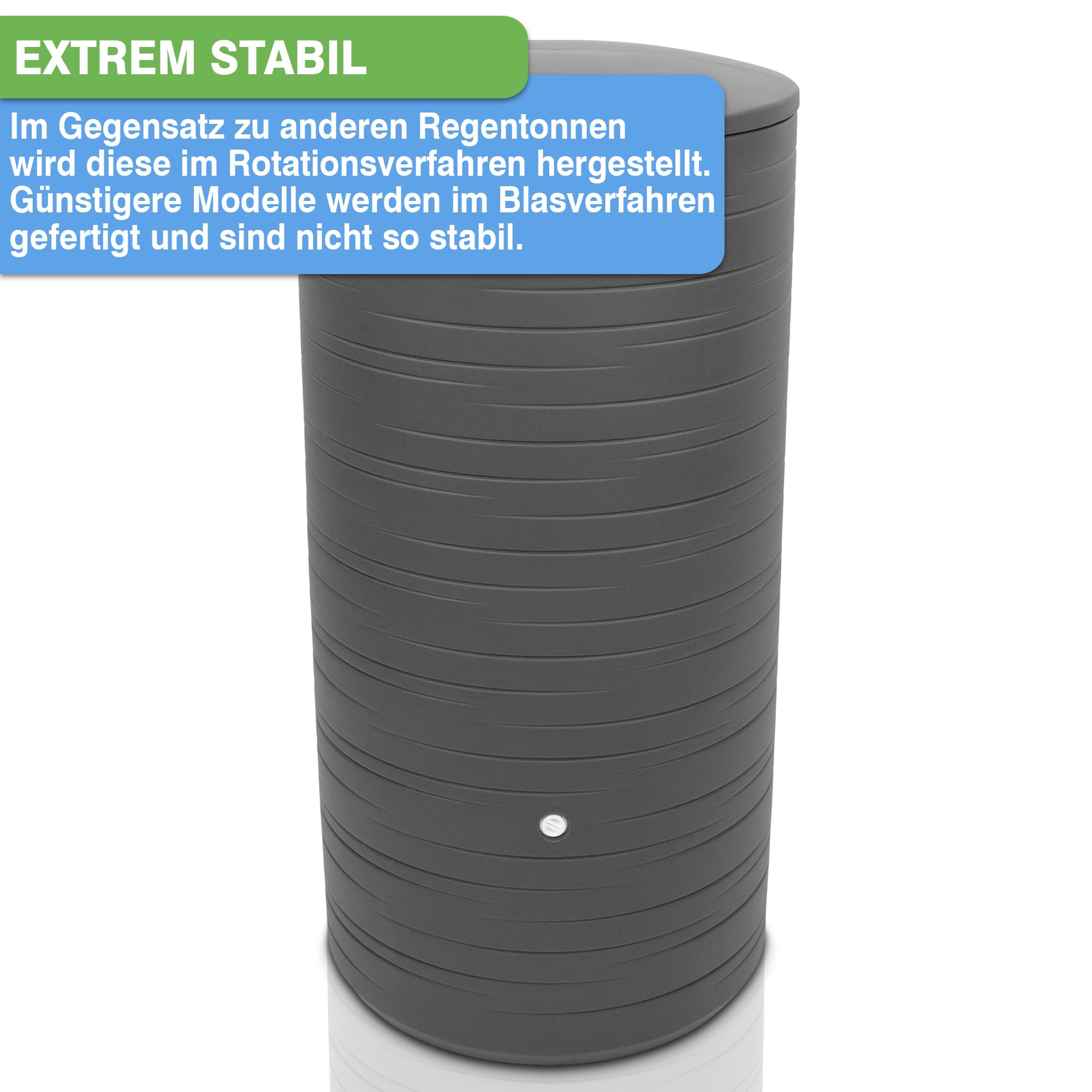 YourCasa Regentonne 280 Liter [PureRain] mit Metallgewinde und Deckel - Regenfass Frostsicher aus Kunststoff - Regenwassertonne - Regenwassertank Garten Wassertank Regensammler Wandtank (Anthrazit)