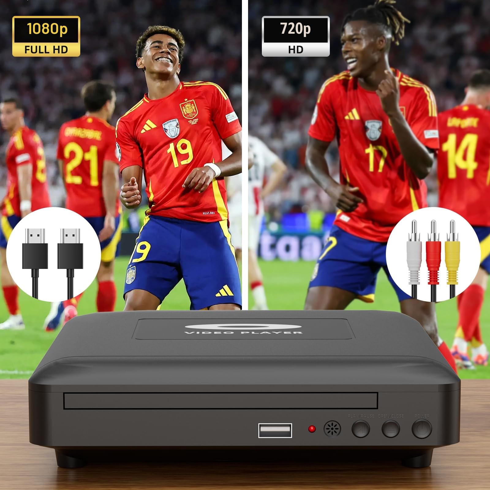 Mini HD DVD Player con HDMI, 1080P Region Free DVD Player para Smart TV, Cable de Salida HDMI/RCA Incluido, Menor Ruido, PAL/NTSC Integrado, Reproductor de CD para el hogar
