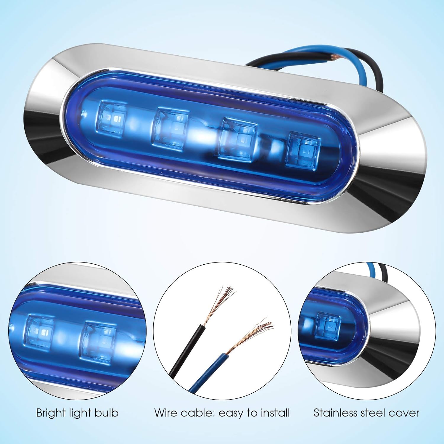 8 Piece Waterproof Boat Navigation Light Marine Boat Light Courtesy Cockpit Decoration Light, Bow and Stern Utility Led Interior Light for Boat Yacht Fishing Pontoon Kayak Vessel 12V 24V (Blue): Automotive