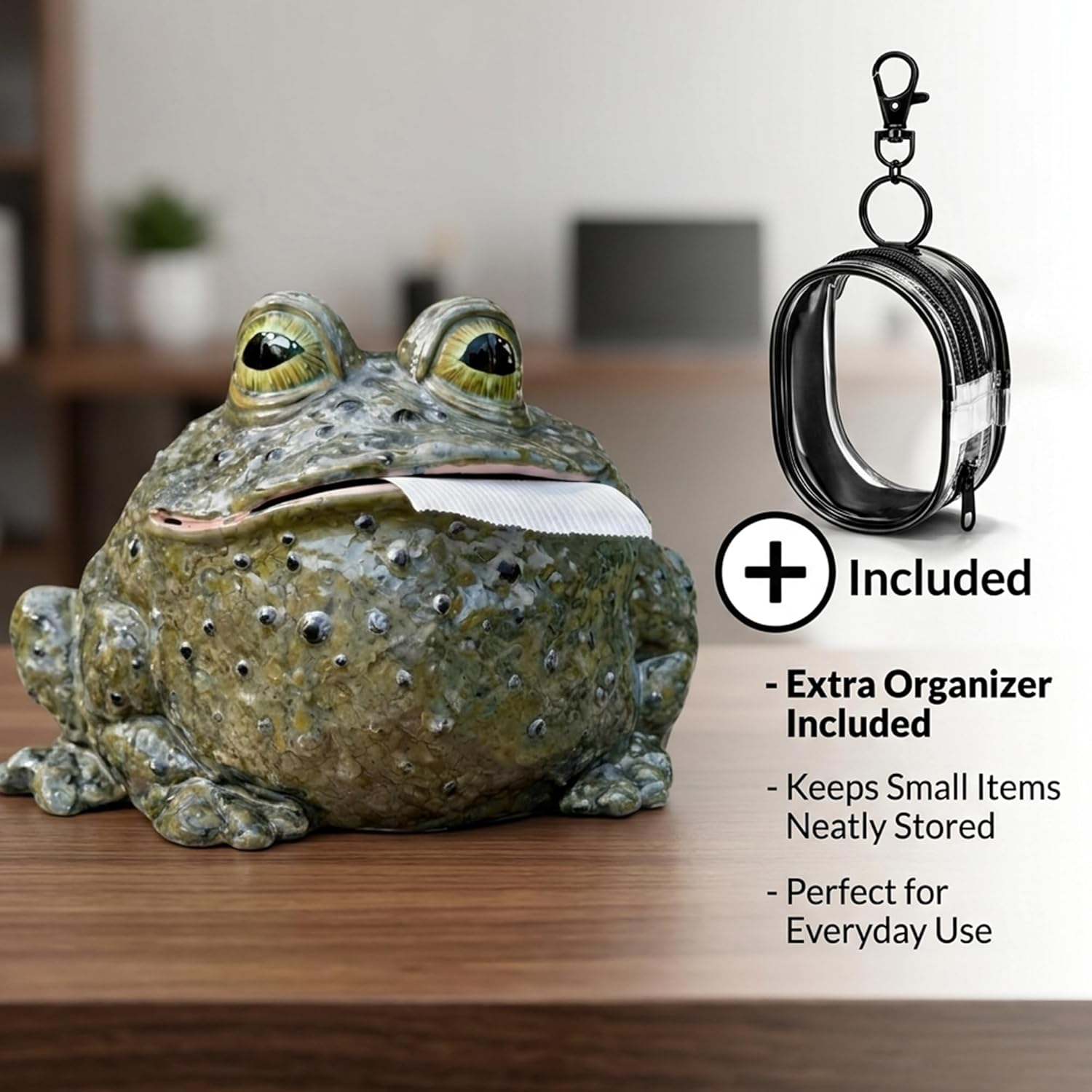 Funny Frog Toilet Paper Holder, Whimsical Toad Tissue Box in Resin for Kitchen, Bathroom, or Bedroom, Creative Animal Toilet Roll Dispenser (Double Frog Set)
