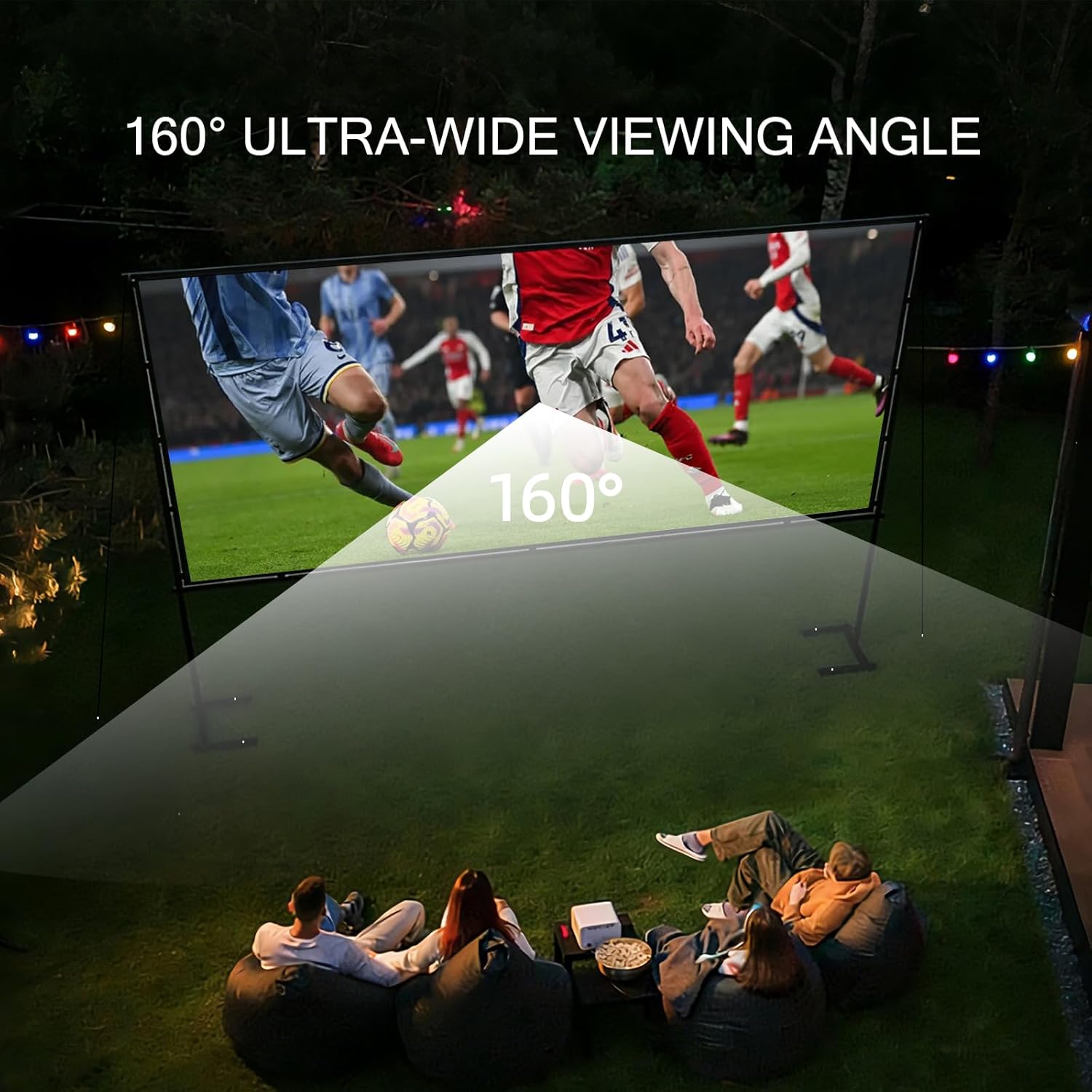 100-inch Portable Projector Screen with Stand | 16:9 HD 4K Wrinkle-Free Indoor/Outdoor Screen for Home Cinema, Backyard Movies & Camping