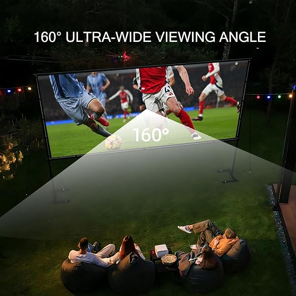 Projector Screen Outdoor with stand, 120 inch 16:9 HD 4K Portable Projection Screen Movie Screen for Indoor & Backyard, Quick Setup Wrinkle-Resistant Frame for Home Theater, Camping, Parties - 3