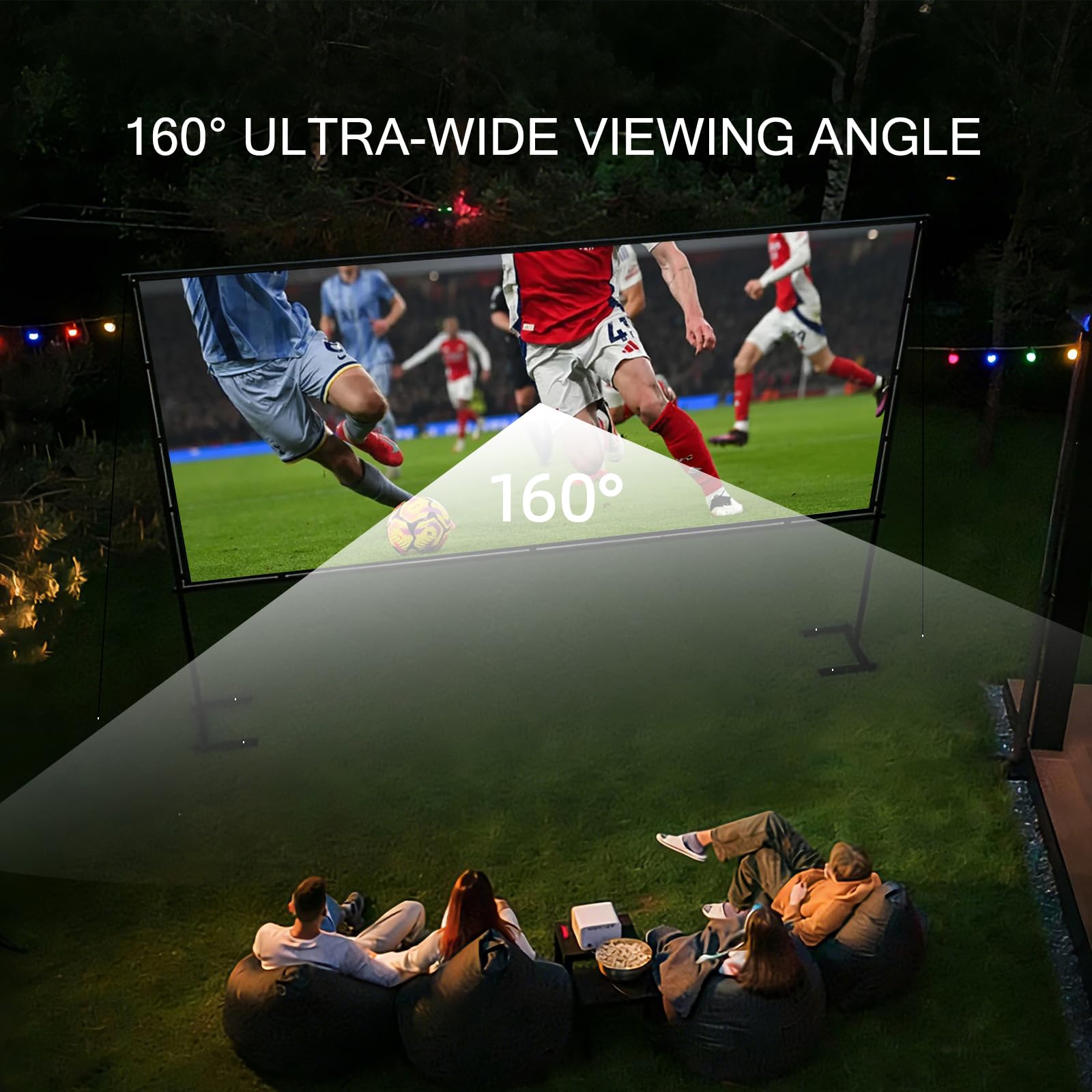 Pantalla de Proyector con Soporte 84 Pulgadas, 4K Ultra HD Sin Arrugas, Formato 16:9 Real, Ángulo Visión 160° - Pantalla Proyección Portátil Interior Exterior para Cine en Casa, Jardín y Camping
