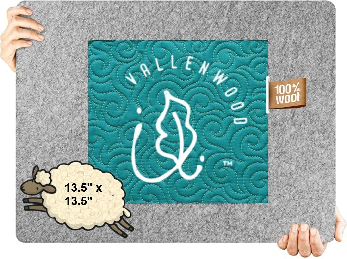 13.5x13.5 Wool Pressing Mat Plus with 2 Heat Pens Like a Gift. 100% New Zealand Ironing by Vallenwood! Perfect Ironing Pad for Quilters, Great for Travel and Quilting. Portable Heat Press Iron Craft.