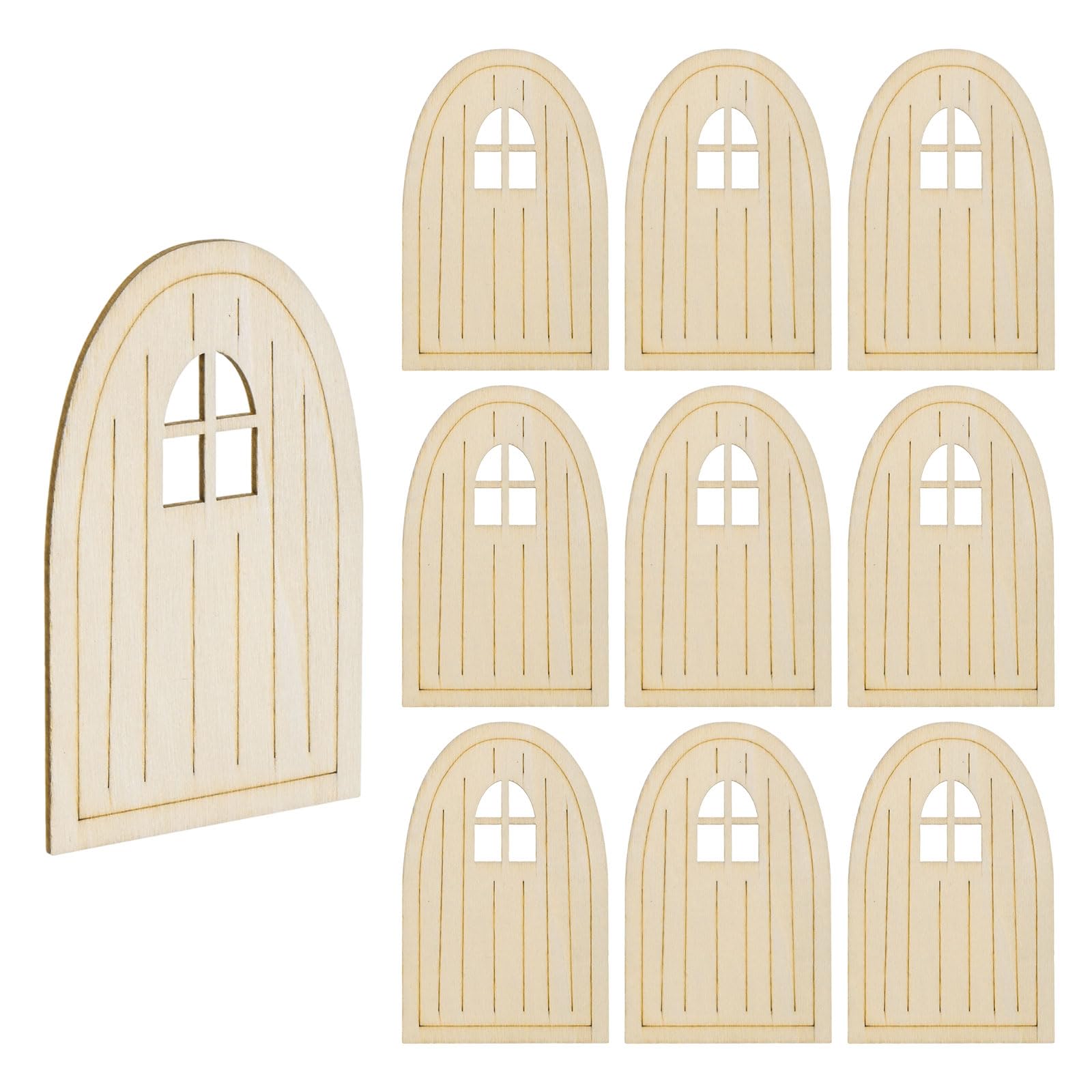 M METERXITY 10-Pack Miniature Fairy Door 3.9 x 2.5 Wooden [Style 2]