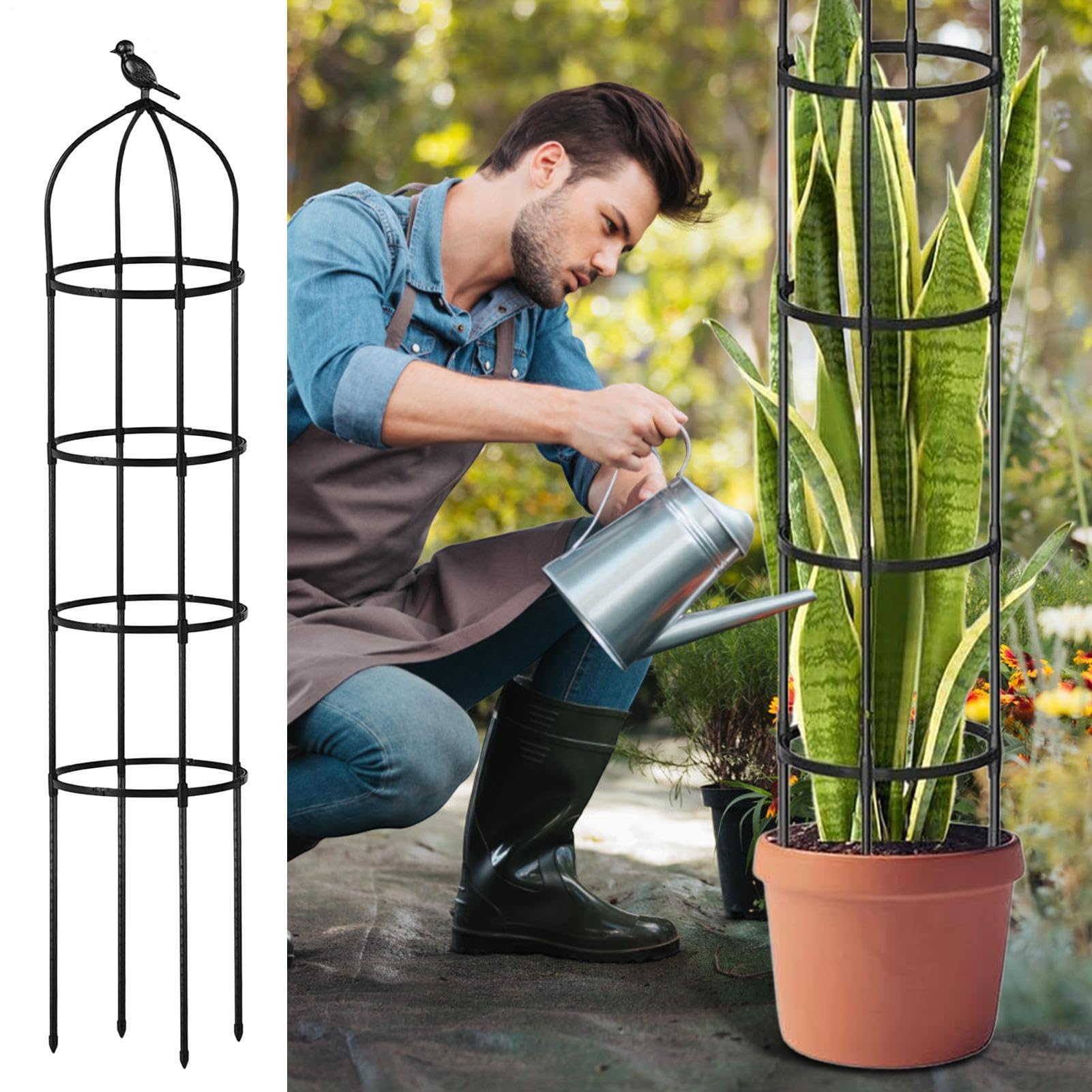 Treillis pour tomates - 175 cm - Réglable - En métal résistant à la rouille