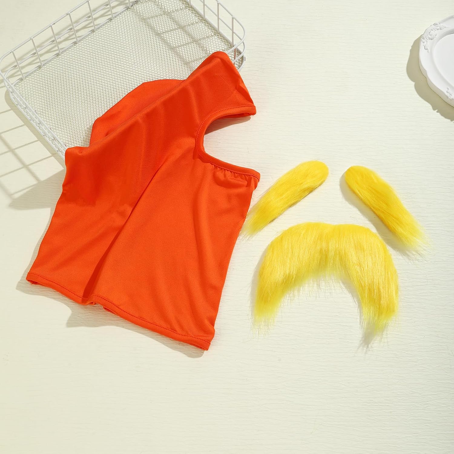 2 Pcs Yellow Mustache and Eyebrows Orange Headgear for Men Women Halloween Costumes Funny - Image 4