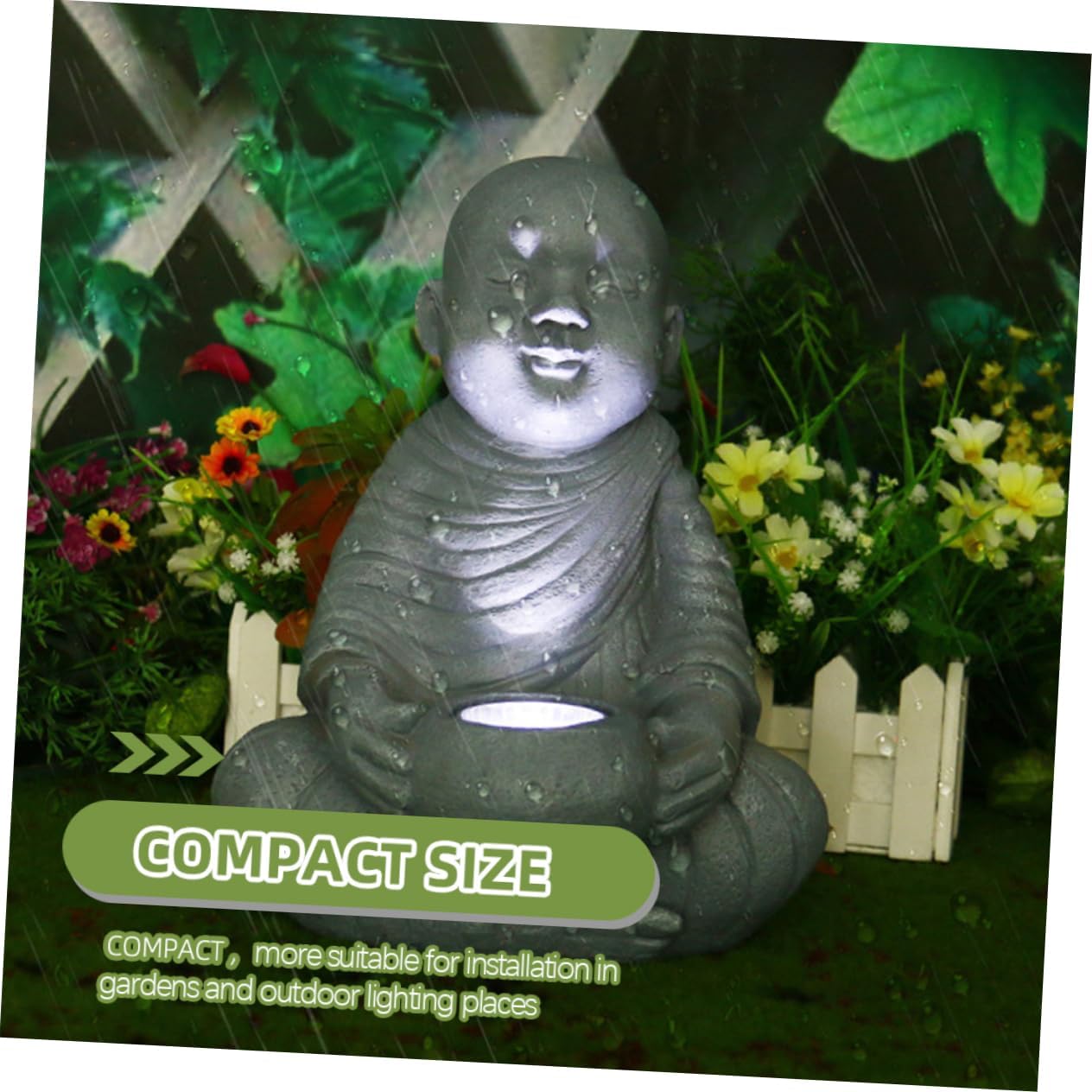 KESYOO Solar Powered Monk Figurine Light Resin Garden Solar Lamp Outdoor Decorative Statue for Patio Lawn Landscape Lighting
