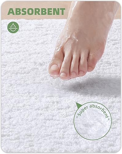 Miniatura 2 de Color&Geometry Alfombras de baño blancas, absorbentes, antideslizantes, suaves, lavables, de secado rápido, 24 x 36 pulgadas, alfombra blanca de