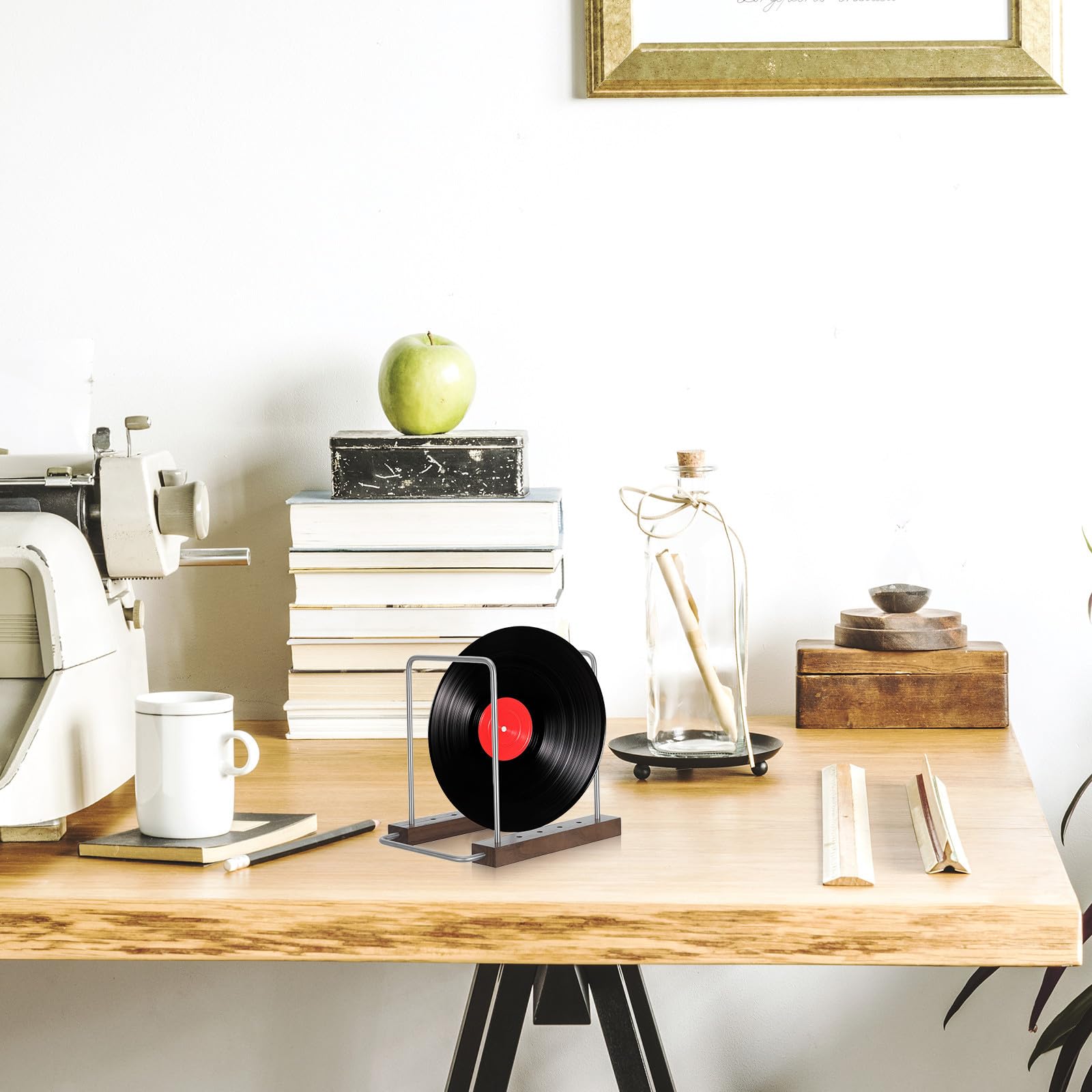 Vinta Vinyl Display nd - Reced drewniana i stalowa konstrukcja bez stalowego uchwytu dysku do albumów - t do mieszkań i komputerów stacjonarnych