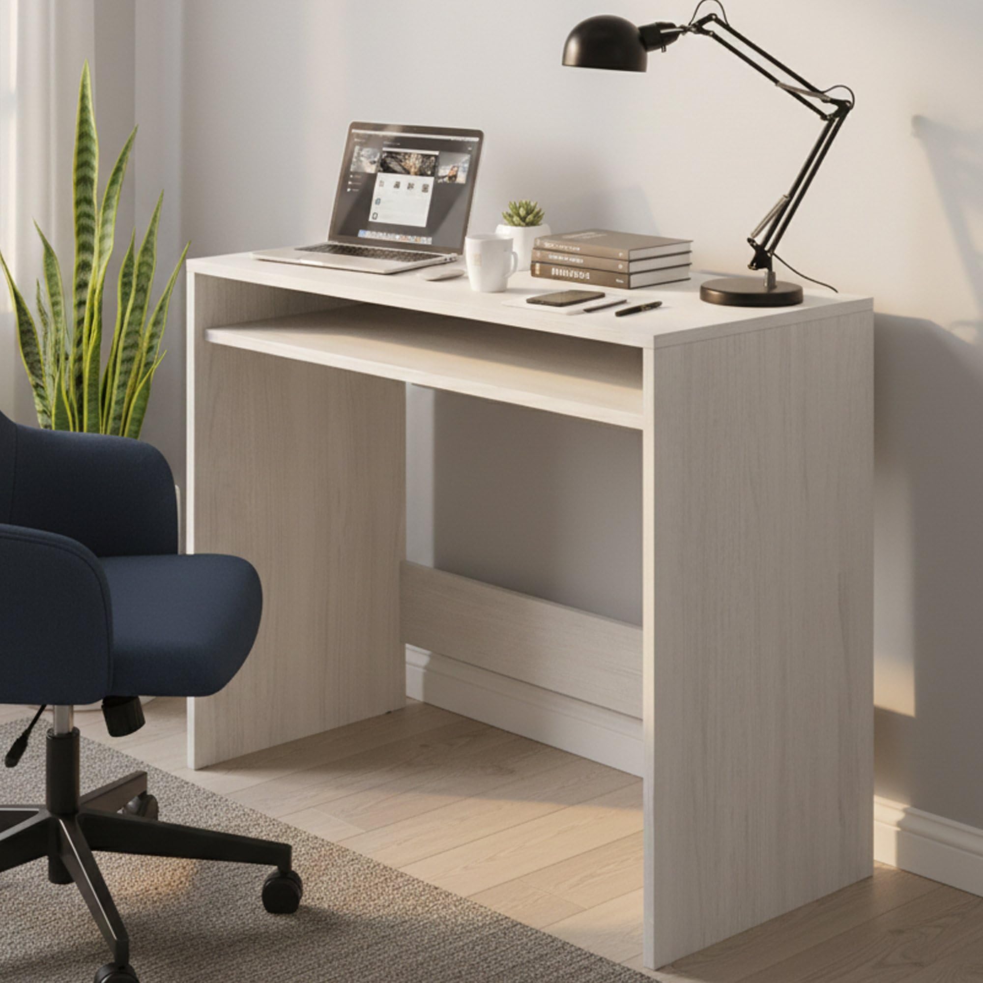 **alternativo: scrivania per studio o ufficio con superficie lineare e ripiano fisso, ideale per laptop e notebook**

(62 caratteri)