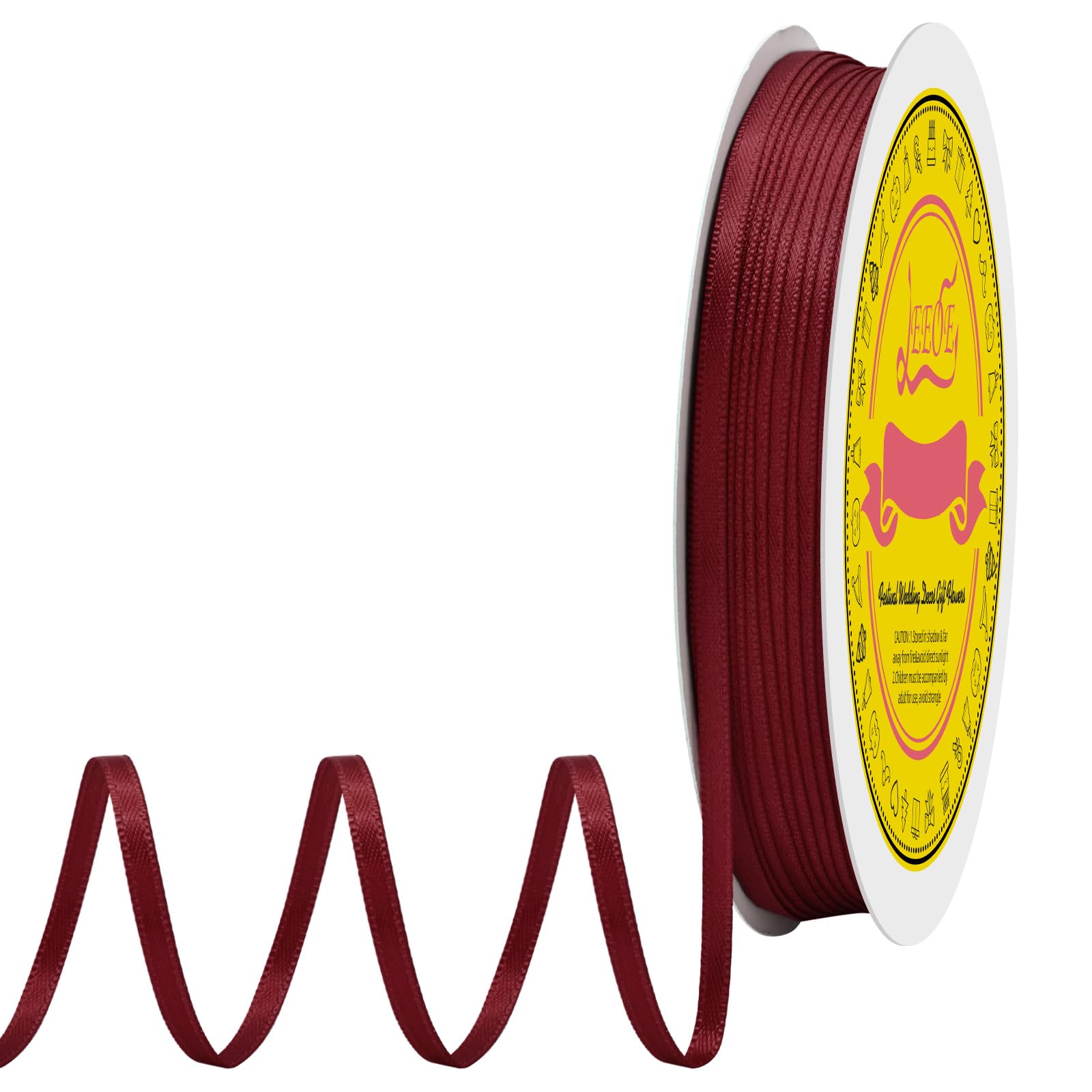 Double Face Sherry Satin Thin Ribbon 1/8 inch X 100 Yards Polyester Sherry Ribbon for Gift Wrapping Very Suitable for Weddings Party Hair Bow Invitation Decorations and More