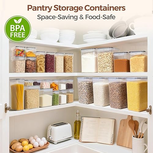 Miniatura 6 de ComSaf Juego de 2 recipientes de arroz (9.5L10 cuartos de galón), grandes recipientes herméticos para almacenamiento de alimentos con tapa y