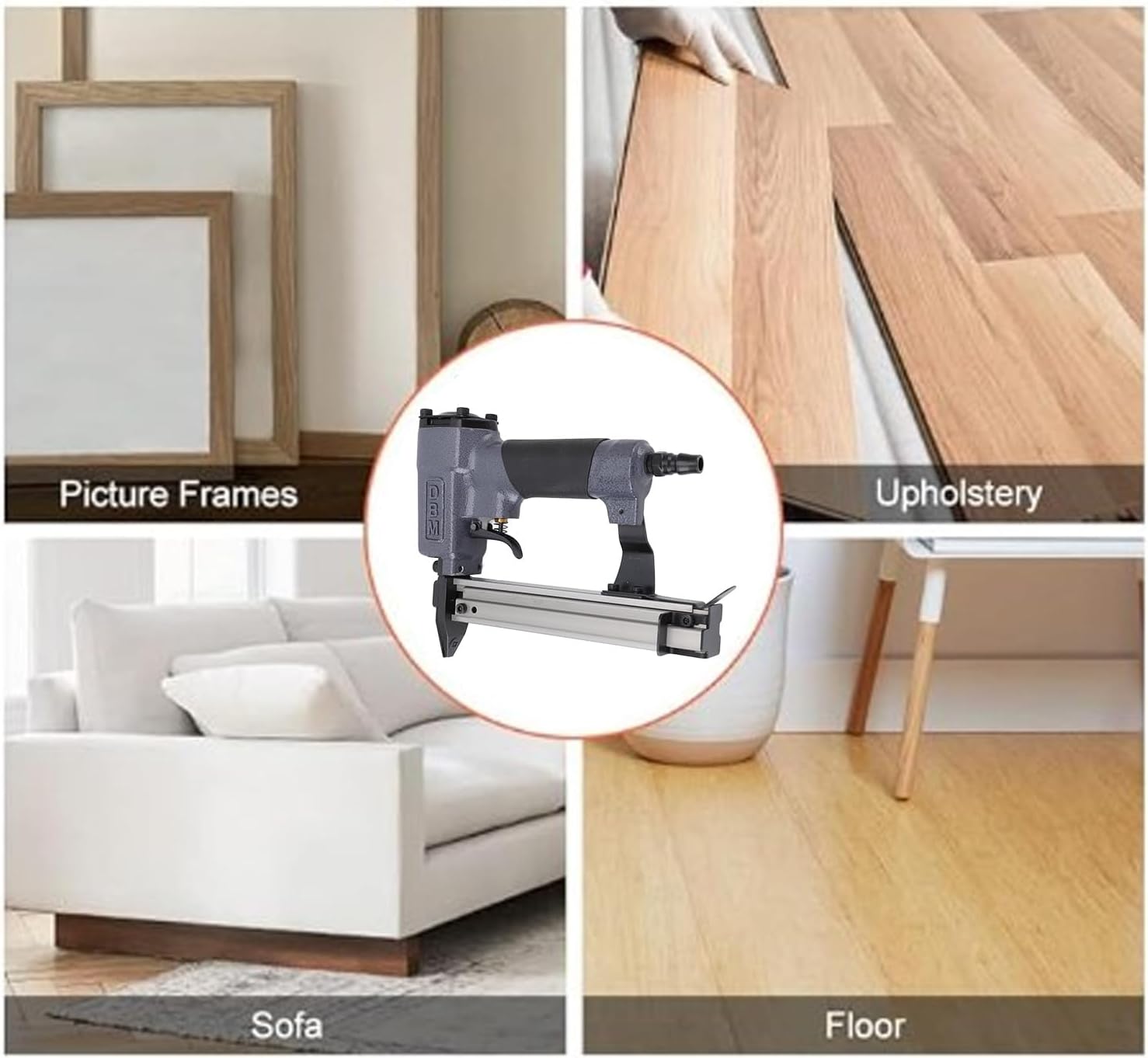 Pneumatic Brad Nailer Tool Quiet Operation 100 Nails Capacity 0.4Mpa to 0.8Mpa Air Pressure for Woodworking Framing Interior Decoration