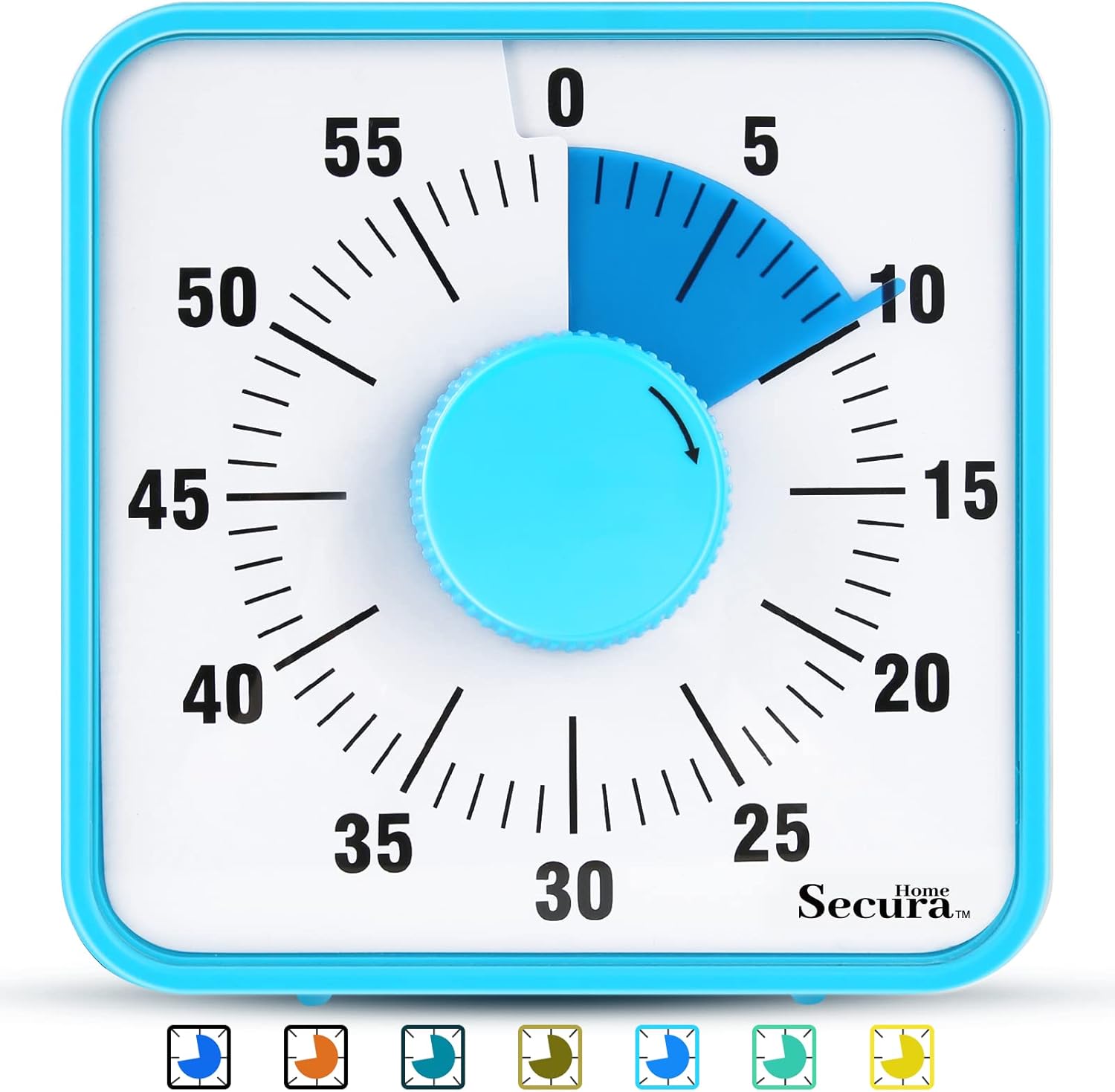 Secura Home 60Minute Visual Timer, 7.5 Inch Oversize Countdown Timer