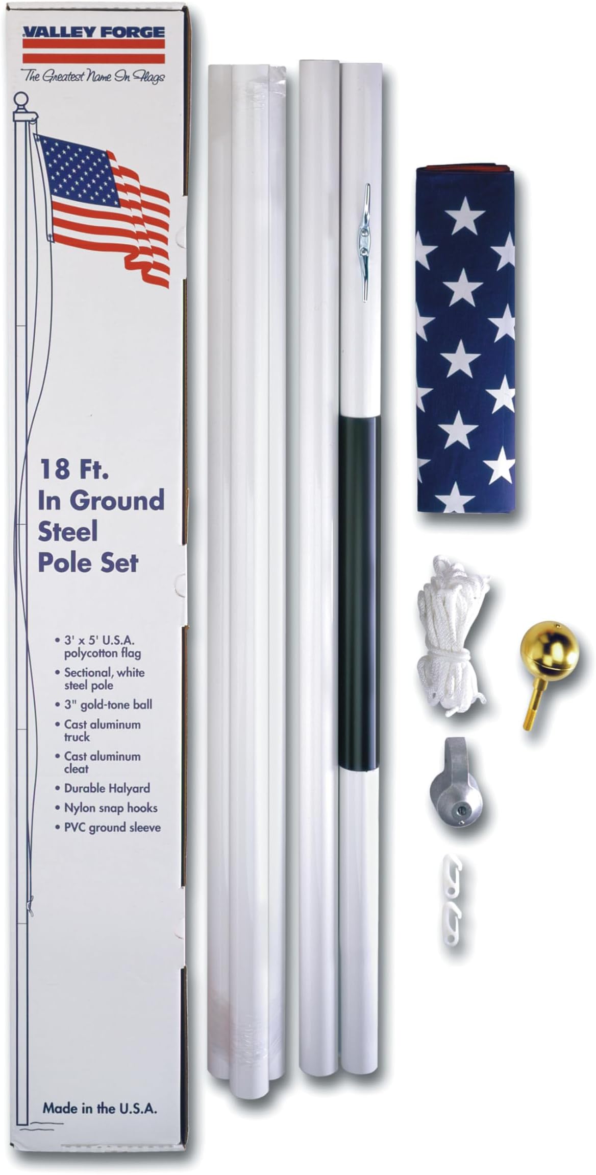 Super Tough Heavy Duty 20 Foot Residential Flagpole and US