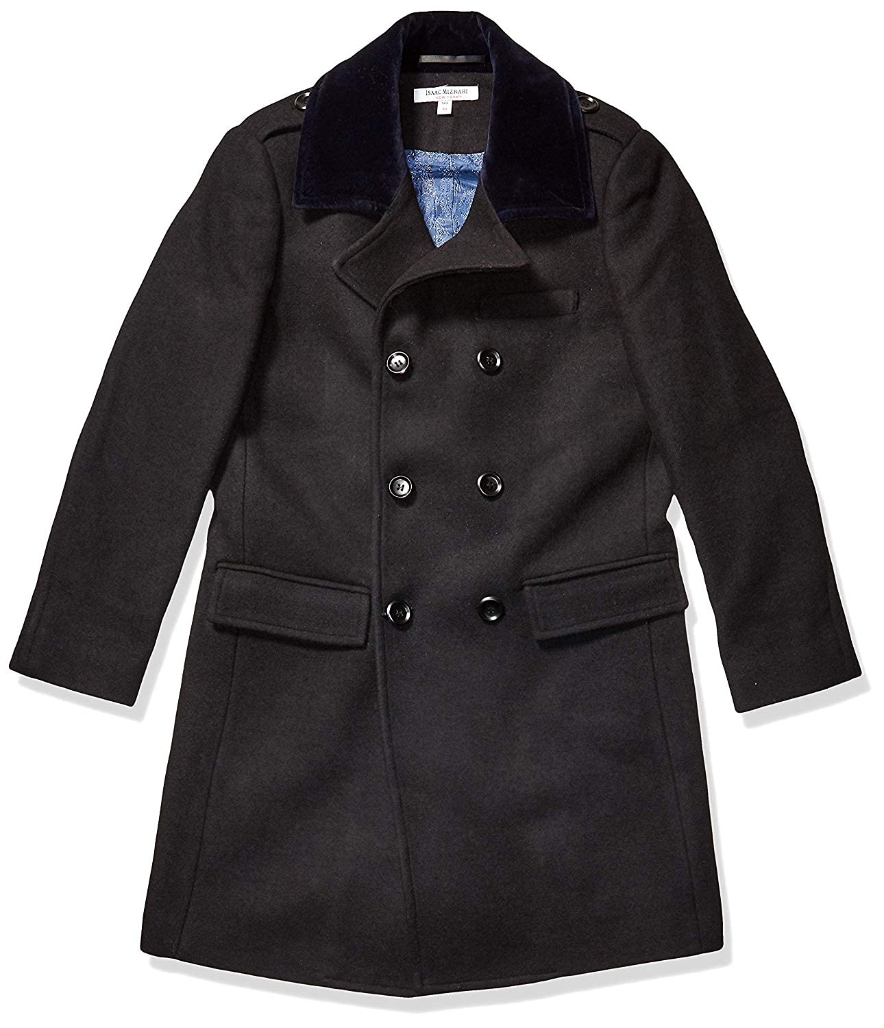 Isaac Mizrahi Boy's 2-20 Velvet Collar Quilt Lined Wool Blend Peacoat