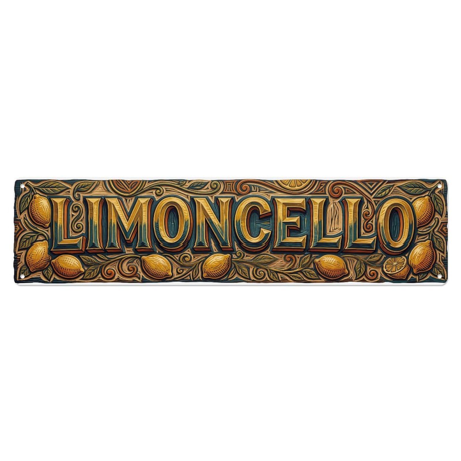 Limoncello Linocut Print Lemon Metal Tin Skinny Sign Plaque Wall Decor for Cafe, Club Bar, Office, Home Garden Metal Poster 4x16Inch