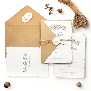 Nuvretk 25pcs Save the Date Wedding Invitation Kit, 5x7 Textured 350GSM ...