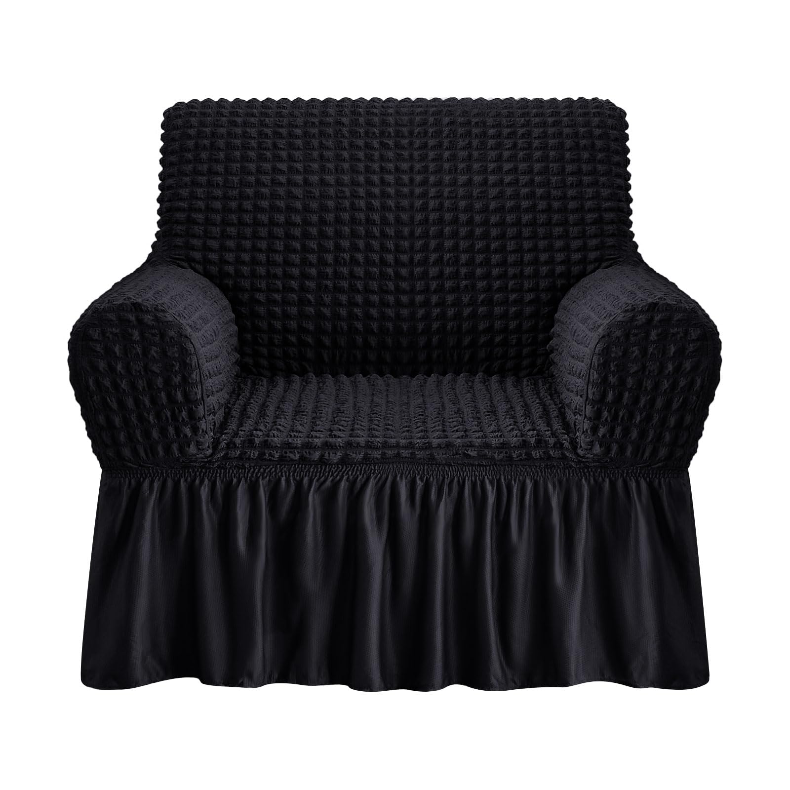 NICEEC Armchair Slipcover Black Armchair Covers 1 Piece Easy Fitted Sofa Couch Cover Universal High Stretchable Durable Furniture Protector with Skirt