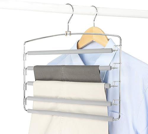 Miniatura 6 de TOPIA HANGER Perchas para pantalones que ahorran espacio, paquete de 3 organizadores de pantalones con brazo oscilante para armario, organizador