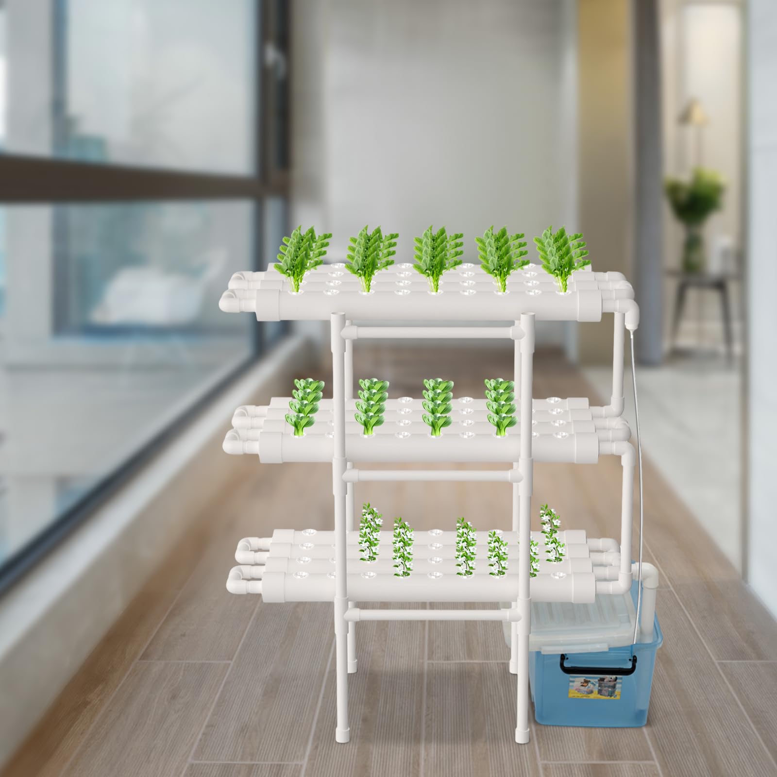 Hydroponic System Aeroponic Tower 3 Warstwy PVC 108 Otworów 12 Rur Bezglebowy System Hydroponiczny